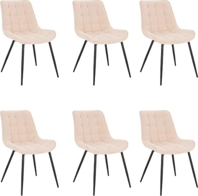 Produktbild von HOME DELUXE - Polsterstuhl IKALO 6er Set - Farbe: Creme - weiche Polsterung, bis 120 kg belastbar I Küchenstuhl Speisestühle Esszimmerstühle
