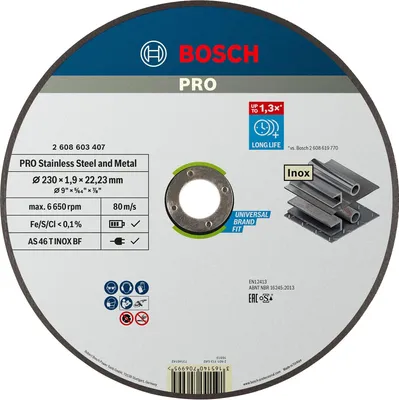 Produktbild von PRO Stainless Steel and Metal Trennscheibe, 230 x 1.9 x 22.23 mm, gerade, oSa