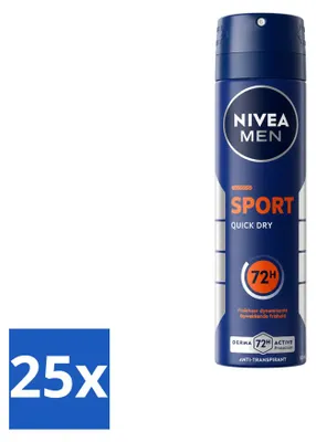 Produktbild von 25 x NIVEA MEN Sport Anti-Transpirant Deodorant Spray 150 ml - Vorteilspackung - 25 Stücke