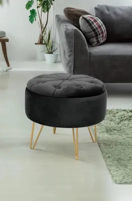 Produktbild von Eleganter DRAVIEN Hocker mit Stauraum – schwarz/gold