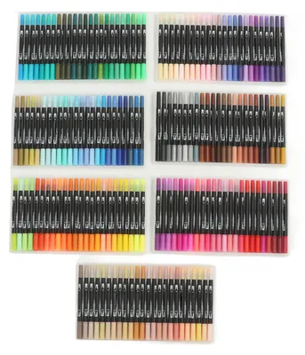Produktbild von 168 Farben Dual Brush Marker Stifte 0,5 mm Feinspitze Aquarellstifte zum Zeichnen, Malen, Kolorieren und Schreiben