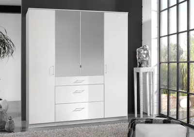 Produktbild von Drehtürenschrank >Clack< in HOCHGLANZ LACK WEISS - 179x199x58cm (BxHxT)