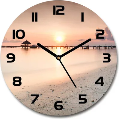 Produktbild von Wanduhr aus Glas 30fi Glasbild Glasuhr Gehärtetes Glas - schwarze-zeiger - Maldives beach