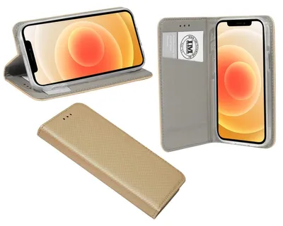 Produktbild von Buch Tasche Smart für iPhone 12 Mini Handy Hülle Etui Brieftasche Schutzhülle mit Standfunktion, Kartenfach Gold
