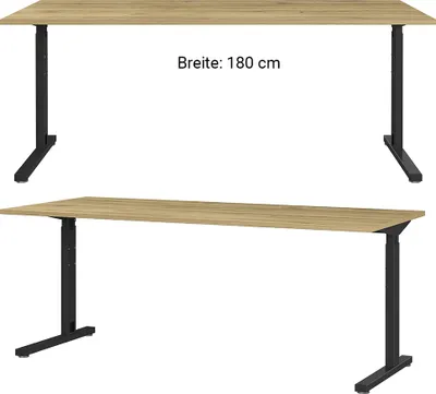 Produktbild von Schreibtisch 180 cm höhenverstellbar PRATO-01 in Grandson Eiche Nb., B/H/T: ca. 180/80/80 cm
