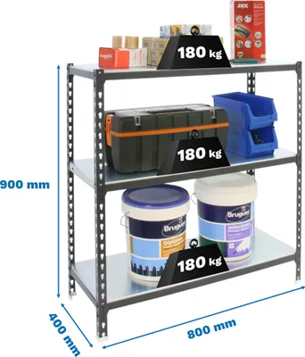 Produktbild von SIMONCLICK MINI 3/400 900 Metallregal ANTRACIT/GALVA