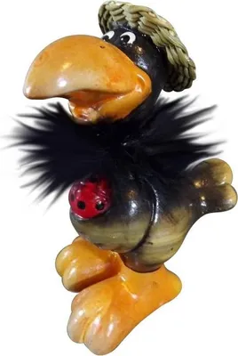 Produktbild von Schwarzer Rabe mit Hut - Keramikfigur 13 x 9 cm