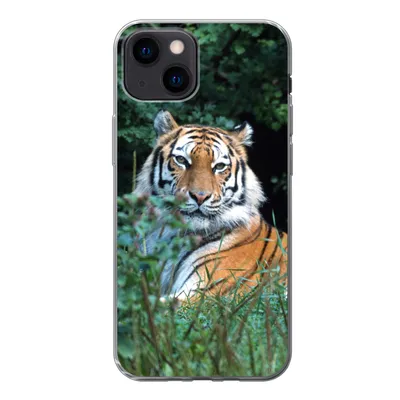 Produktbild von MuchoWow® Handyhülle Schutzhülle Hülle für iPhone 13 mini Tiger - Gras - Grün Silikon Softcase Handy Hülle - Softcase
