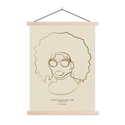 Produktbild von MuchoWow® Textilposter Linienkunst - Frau - Text - Zitate 40x53 cm mit holzfarbenen Rahmen - Schlafzimmer