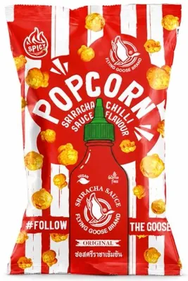 Produktbild von Flying Goose | Sriracha Chili Popcorn - 80g - Scharfer Snack - Gewürzt - Chili Geschmack