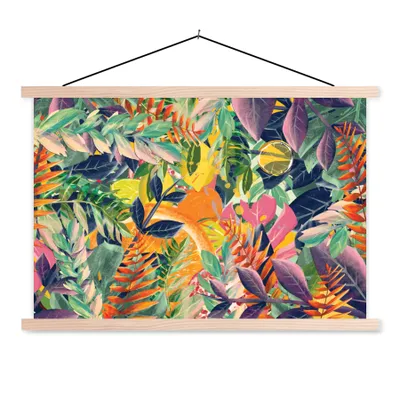 Produktbild von MuchoWow® Textilposter Blumen - Dschungel - Tropisch 60x40 cm mit holzfarbenen Rahmen - Bilder