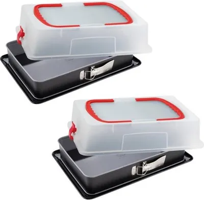 Produktbild von Backform mit Deckel 2er Set, Dr. Oetker Back-Idee Kreativ, 42 x 29 cm, Rechteckig, Antihaftbeschichtung, Stahlblech