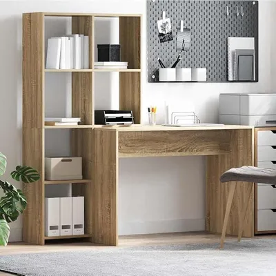 Imagen del producto de Escritorio de roble Sonoma, 138,5 x 55 x 143 cm, madera