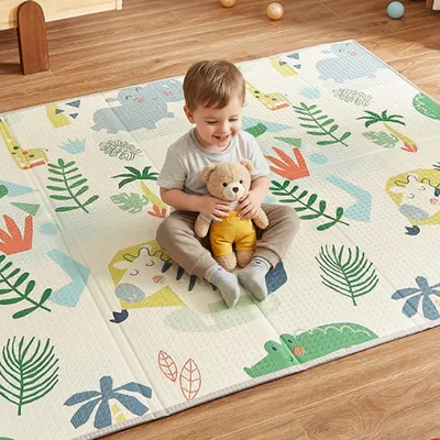 Imagen del producto de CASABEL Alfombra de juegos para bebé, gruesa, 180x150cm, diseño jungla