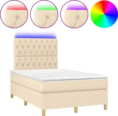 Produktbild von vidaXL Boxspringbett mit Matratze & LED Creme 120x190 cm Stoff