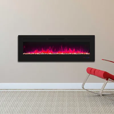 Produktbild von Parrot Uncle Elektrokamin zum Einbau oder zur Wandmontage mit Fernbedienung, Touchscreen, 13 Flammenfarben und Ambientebeleuchtung