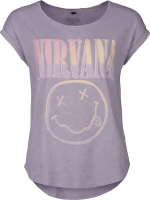 Produktbild von Nirvana T-Shirt Damen Smile Logo lila Band-Merch, Bands 100% Baumwolle XL