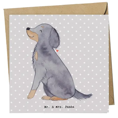 Produktbild von Mr. & Mrs. Panda Grußkarte Gordon Setter Lebensretter - Grau Pastell - Geschenk, Klappkarte, Jagdhund, Glückwunschkarte, anlasskarte, faltkarte, Shetter, doppelkarte