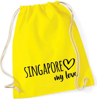 Produktbild von Huuraa Turnbeutel Singapore my love 12 Liter Yellow Baumwolle Rucksack Geschenkidee
