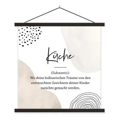Produktbild von MuchoWow® Textilposter Zitate - Küche - Definition der Küche - Wörterbuch - Sprichwörter 40x40 cm mit schwarzem Rahmen - Fotos