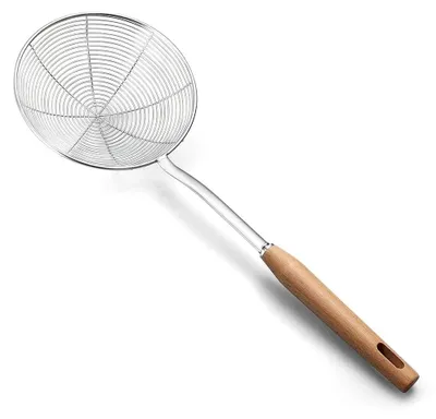 Zdjęcie produktu dla Łyżka do gotowania ze stali nierdzewnej z drewnianym uchwytem, 44 cm