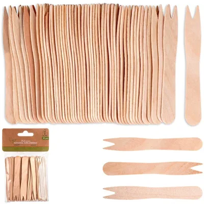 Produktbild von Vilde Holzgabeln Snackgabeln Snackpicker Pommesgabeln aus Holz 8,5 cm 50 Stk.