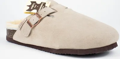 Produktbild von Hausschuhe Lammfell Modell MALMÖ mit seitlicher Schnalle Beige 37