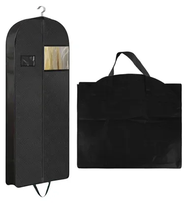 Image de Sac de voyage pour vêtements / sac de rangement, sac de rangement pour vêtements, pliable, lavable, sac à vêtements étanche à la poussière avec fenêtre transparente, sac à vêtements noir avec fermeture éclair, 100 x 60 x 15 cm