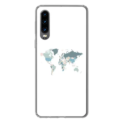 Produktbild von MuchoWow® Handyhülle Schutzhülle Hülle für Huawei P30 Weltkarte - Pastell - Länder Silikon Softcase Handy Hülle - Kartenbesitzer
