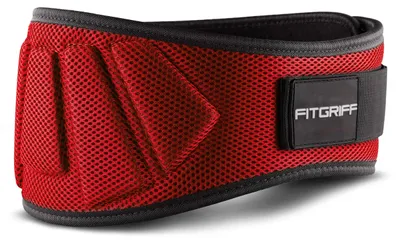 Productafbeelding van FITGRIFF® Gewichthefgordel V1 - Fitnessgordel voor bodybuilding, krachttraining en gewichtheffen - Trainingsgordel voor dames en heren (Rood, omvang buik 108cm - 118cm (XX-Large))