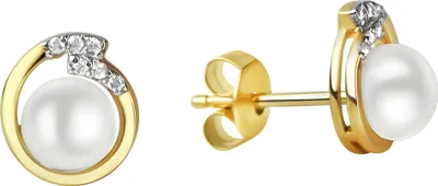 Produktbild von V Ohrstecker 375/- Gold 0,9cm mehrfarbig Zirkonia weiß 360320324-2