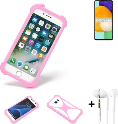Produktbild von K-S-Trade Bumper + Kopfhörer kompatibel mit Samsung Galaxy A52 5G Handy Hülle Schutzhülle Silikon Schutz Hülle Cover Case Silikoncase
