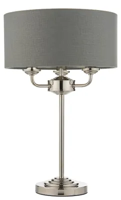 Image de Lampe de table HIGHCLERE en nickel, 3 x E14 x 15 W, métal, dimensions : 50 x 32 x 32 cm, IP20, Endon