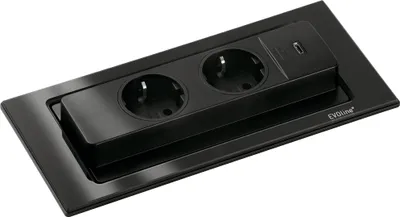 Immagine prodotto di Naber Evoline® BackFlip USB C, elementi di presa integrati, con prese Schuko, montaggio a incasso H 5 mm, vetro nero 8031188
