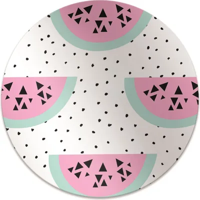 Produktbild von Rundmatte - Stuhlunterlage Bürostuhlunterlage - Rund Ø 100 cm - Bodenmatte - Fußmatte - Wassermelonen und Punkte