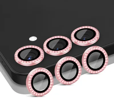 Produktbild von Kamera Linsenschutz Glas Set mit Schmucksteinen für Samsung Galaxy S25+ Schutzglas Camera Linse Schutz Panzerfolie 9H Pink