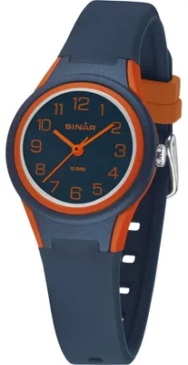 Produktbild von SINAR Jugenduhr Kinder Armbanduhr Analog Quarz Silikonband XB-47-12 blau orange