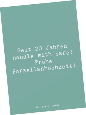 Produktbild von Mr. & Mrs. Panda Postkarte Spruch 20. Hochzeitstag Porzellanhochzeit - Meeresbrise - Geschenk, Symbolik, Heiraten, Heirat, bildkarte, Grußkarte, frohe, Postkarten, Liebe