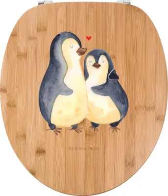 Produktbild von Mr. & Mrs. Panda klo deckel Pinguin umarmen - Transparent - Geschenk, Hochzeitstag, Klodeckel, Umarmung, Verliebt, Toilettenbrille, Hochzeitsgeschenk, WC-Sitz, Paar
