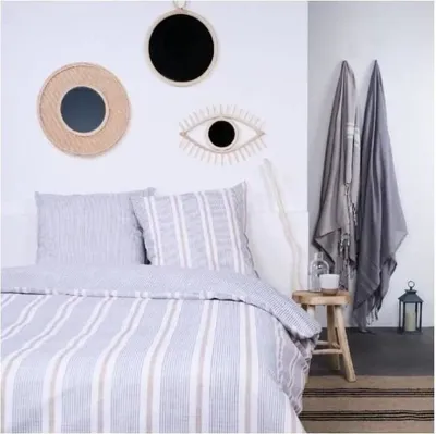 Image de Parure de Lit 2 Personnes Today Bleu, 220x240 cm, 100% Coton 57 Fils, Housse de Couette + 2 Taies d'Oreiller 63x63 cm
