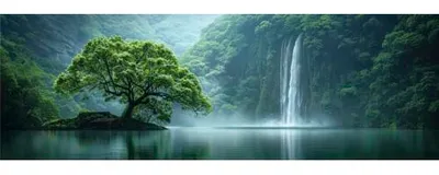 Produktbild von Leinwandbild Wasserfall 150x50 cm