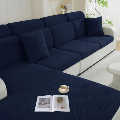 Immagine prodotto di Copertura elastica per cuscino da seduta, colore blu scuro, adatta per un posto