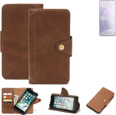Produktbild von K-S-Trade Handyhülle kompatibel mit Honor 300 Schutz Hülle Walletcase Bookstyle Tasche Case Handytasche Wallet Flipcase Cover PolyurethanBraun (1x)