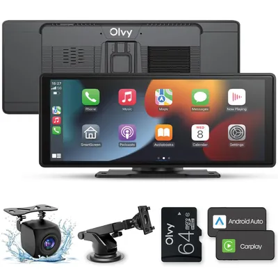 Produktbild von Olvy CarPlay Display PRO, Kabellose Android Auto & CarPlay Box, 10.26-Zoll Wireless CarPlay Bildschirm, Auto Multimedia System, Rückfahrkamera