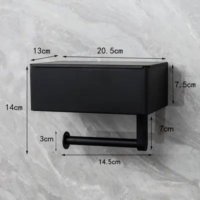 Produktbild von Toilettenpapierhalter Ohne Bohren - SUS304 Edelstahl Klopapierhalter mit Ablage - Toilettenpapierhalter Mit Feuchttücherbox - WC Papier Halterung für Küche und Badzimmer （Schwarz）