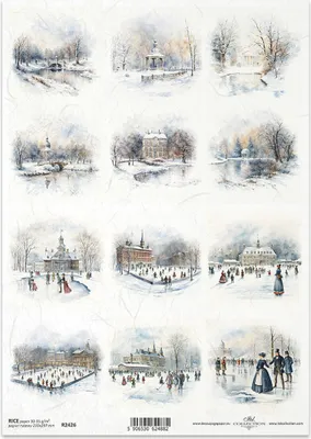 Produktbild von ITD Reispapier Decoupage Bastelpapier Serviettentechnik-R2426 Eislaufplatz Winterlandschaft