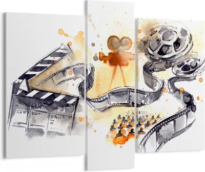Produktbild von Bild auf Leinwand - Leinwandbild - Film Projektor Illustration - 95x80cm - Wand Bild - Wanddeko - Leinwanddruck - Bilder - Kunstdruck - Wanddekoration - Leinwand bilder - Wandkunst - CB95x80-3017