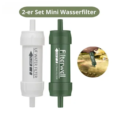Produktbild von 2‑er Set Outdoor Mini Wasserfilter – 0,01 µm UF zum Wasseraufbereiten (Grün+Weiß)