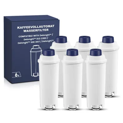 Image de Filtres à eau pour machines à café automatiques De'Longhi – Filtres de rechange DLSC002, compatibles avec les modèles Magnifica S, Dinamica et Eletta (lot de 6)