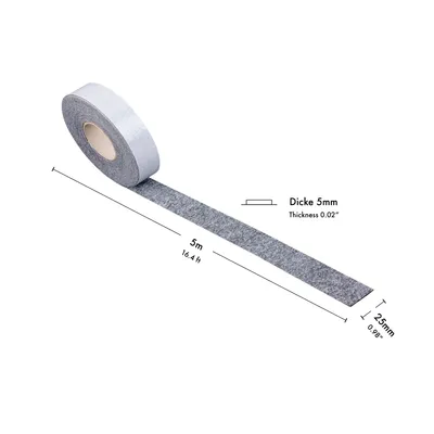 Produktbild von haggiy Filzband selbstklebend in grau - 5 mm dick, 5 Meter lang, Breite: 25 mm